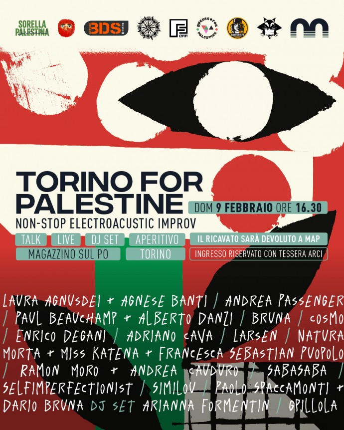 Torino For Palestine: una staffetta musicale: domenica 9 febbraio ai Murazzi