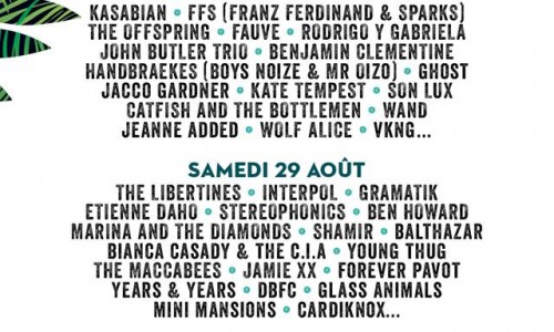 ROCK EN SEINE 2015 di Parigi: a fine agosto il festival di Parigi porta KASABIAN, FFS (FRANZ FERDINAND & SPARKS), CHEMIVAL BROTHERS, TAME IMPALA,  HOT CHIP, FUZZ, MARK LANEGAN BAND, POND ed altri ... 