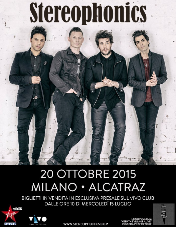 Gli Stereophonics in concerto in Italia per una unica data a Milano il 20 ottobre