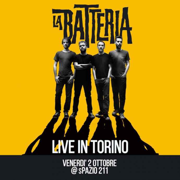 LA BATTERIA - live allo sPAZIO211, Torino - ven 2 ottobre. Video di 'Chimera' dall'album omonimo