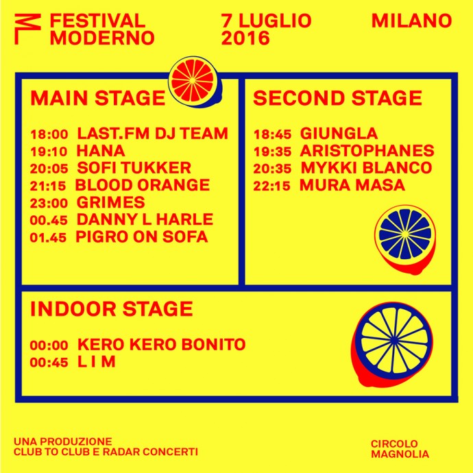 Festival Moderno, giovedì 7 LUGLIO a Milano, Circolo Magnolia – Orari