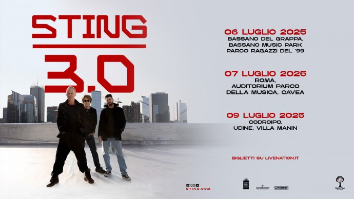 Sting 3.0 Tour - Arriva in italia con tre appuntamenti nel 2025